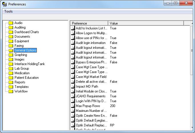 Chapter 2 Setting Up Meaningful Use Crystal Reports The Preferences window displays. 7 Select the Reports folder.