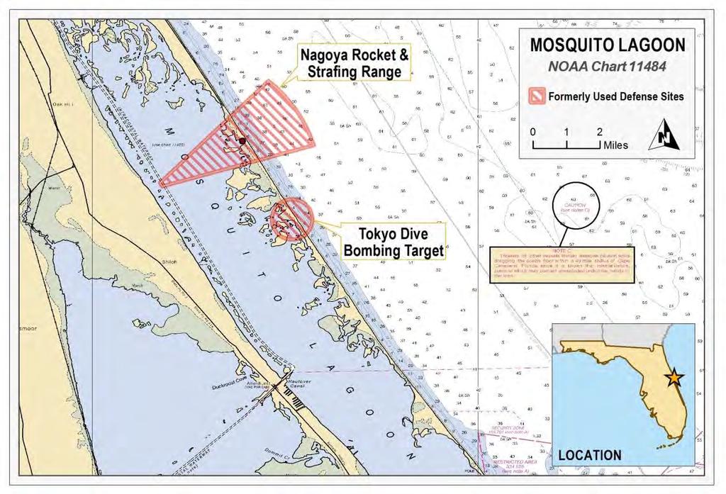 UXO Inventory Issues (Example) Mosquito Lagoon Target area Volusia County, FL 121 acre area (mostly water) Naval Air Training Area 1945 1946 Current