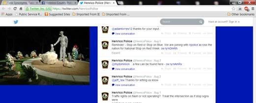 Public Informa on/educa on Henrico County Police took to air waves, television, and social media to get the