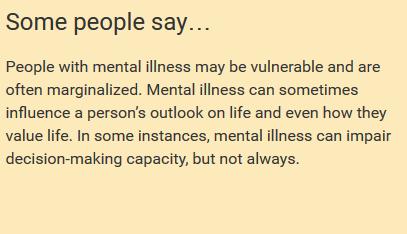 Persons with mental health conditions There are also risks that have been identified for persons living with mental