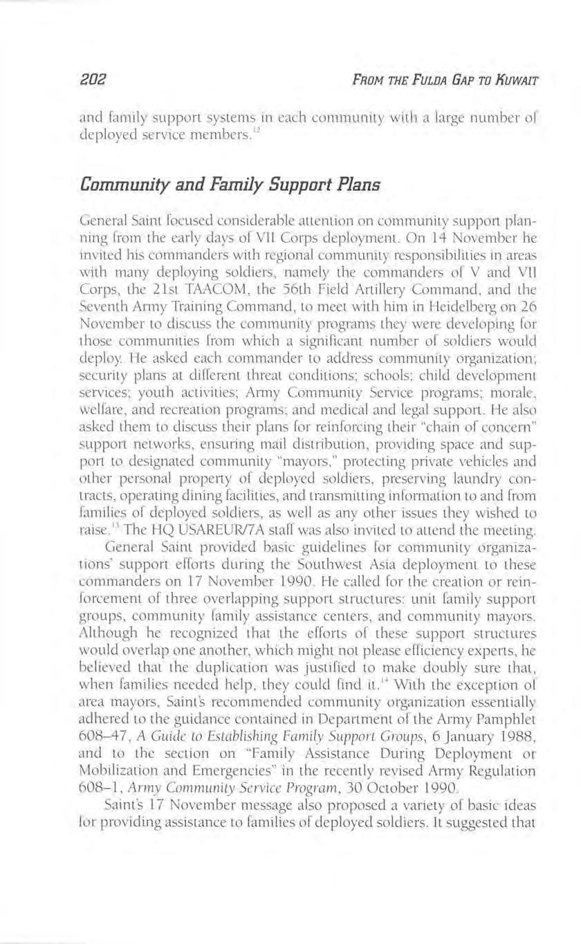 202 FROM THE FULDA GAP TO JfUWAIT and fami ly support systems in each community with a large number of deployed service members.