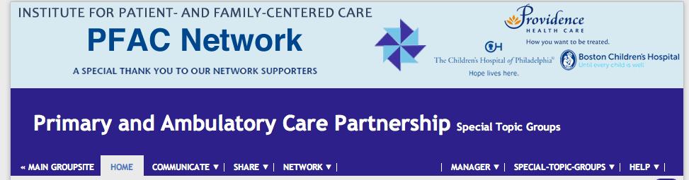 A Learning Community to promote high quality and safe care in primary care and ambulatory practice through effective partnerships between those who receive care and their families and those who