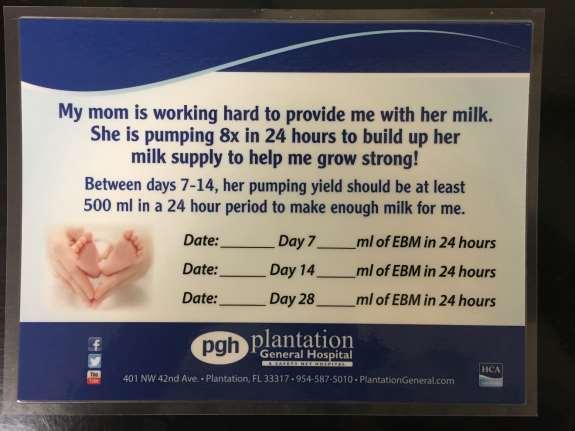 Expected Milk Volume Laminated Cards Education of NICU Staff on expected milk yields from mothers by developing