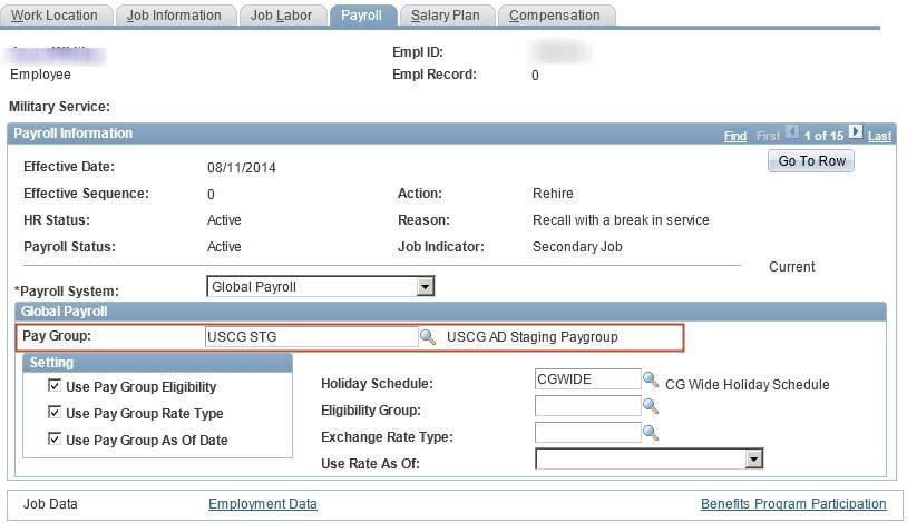 6. Click on the Payroll tab a.