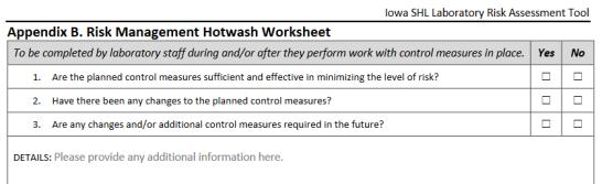 Risk Assessment After Action Review or Hotwash Worksheet Staff fill this out any