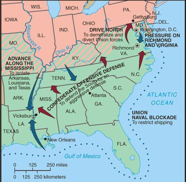 From 1861-1863, the South consistently beat the North due to poor Union leadership & the Southern defensive strategy The Civil War 1st battle was Bull Run (Manassas, VA) on