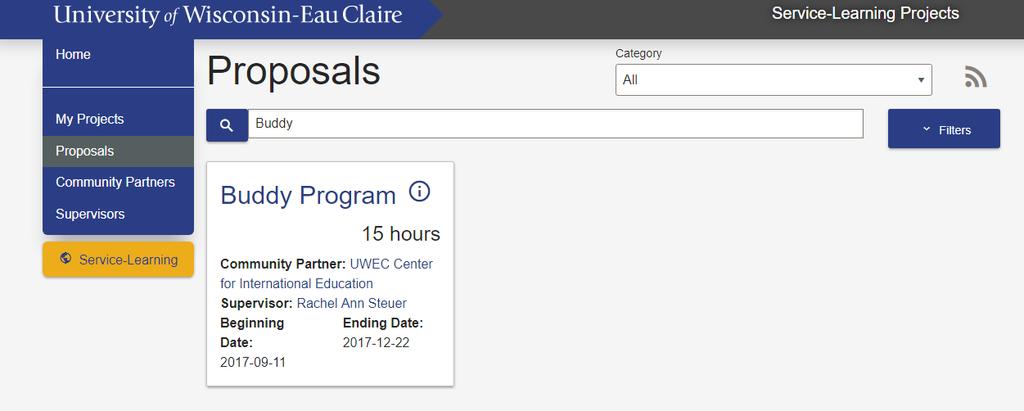 Ways to create a service-learning project Creating a project from an existing proposal Note: Clicking on the Home tab and Proposals tab lets you see all project proposals available.