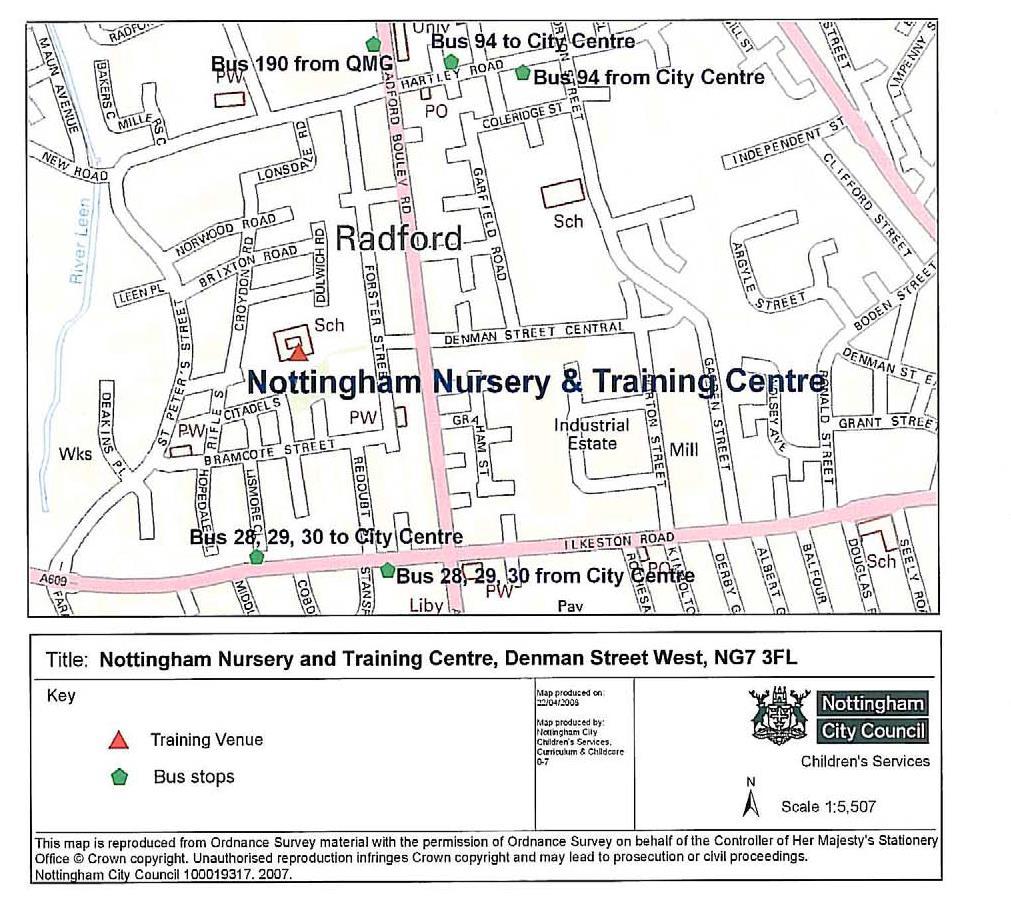 Nottingham Nursery School and Training Centre (NNSTC) Denman Street West Radford Nottingham NG7 3AB For Satnav use: NG7 3EZ or NG7 3FS Drinks are provided.