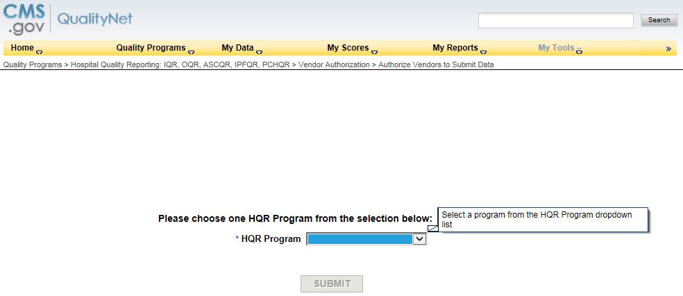 or qnetsupport@hcqis.org. NOTE: The PCH may authorize a vendor to submit data on behalf of the facility.