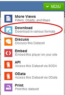 After selecting from the menu list, access the Download option.