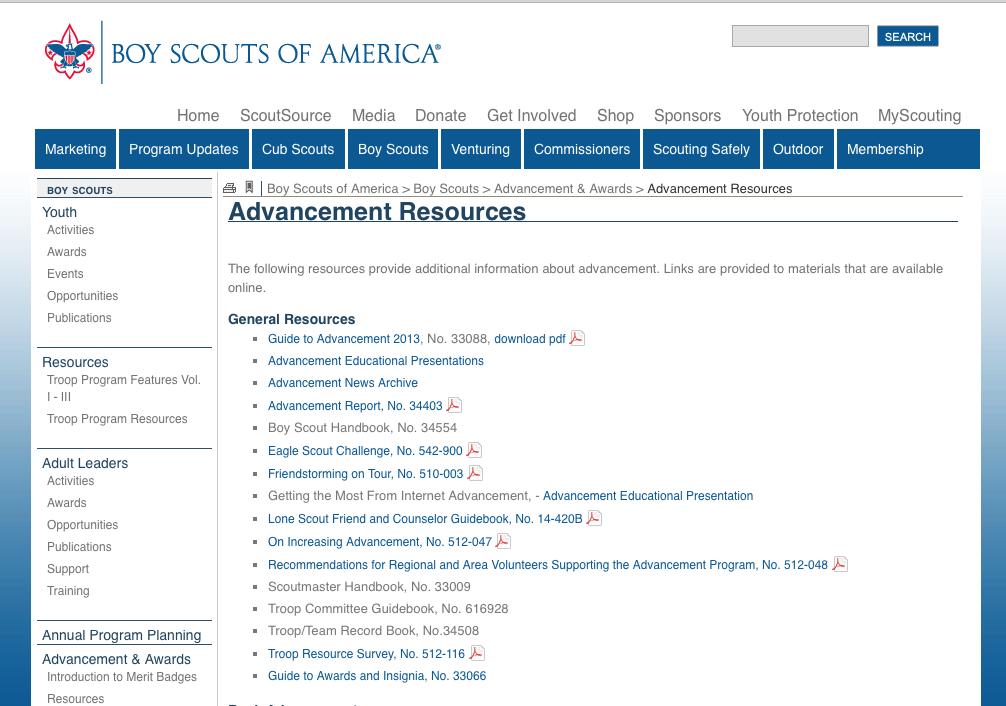 BSA Advancement Resources www.scouting.