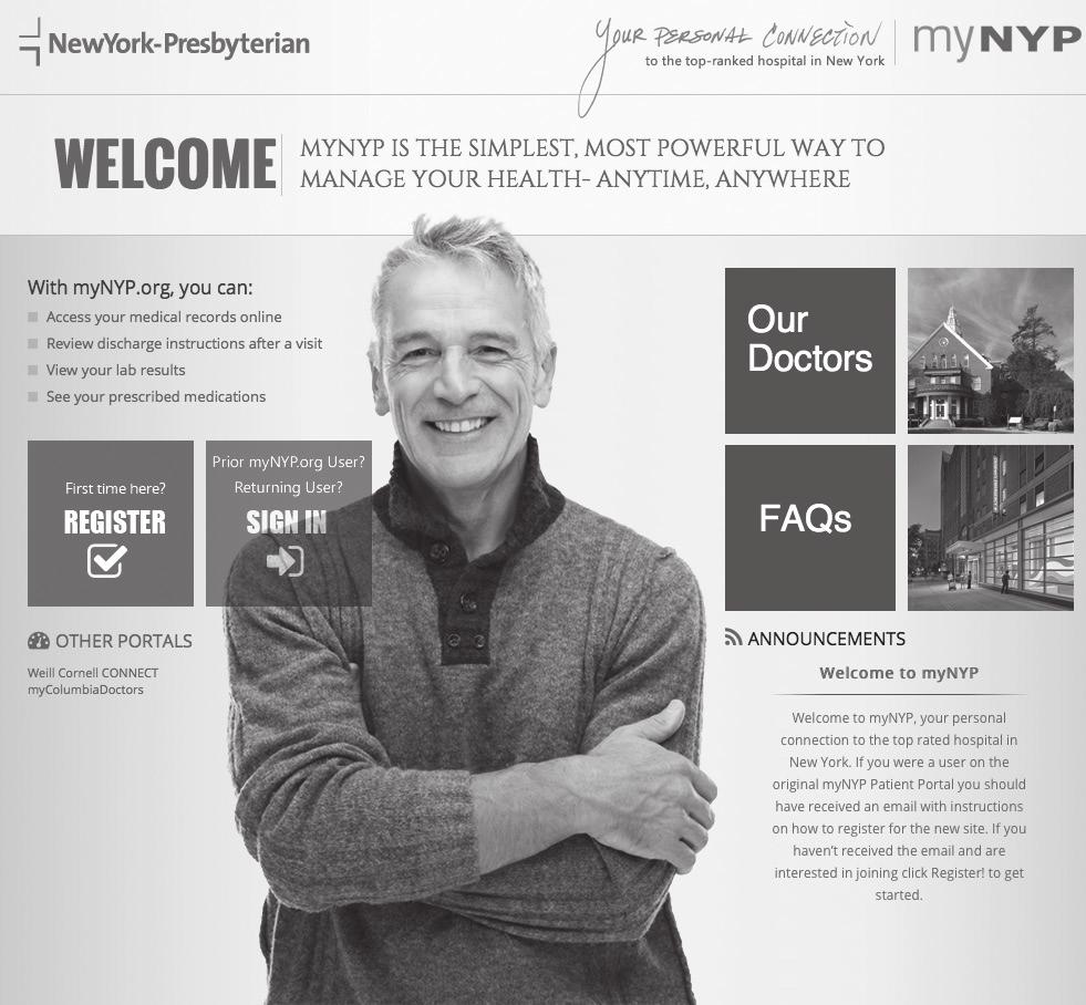 For Your Consideration Online Personal Health Record: mynyp.org NewYork-Presbyterian Hospital is pleased to offer mynyp.