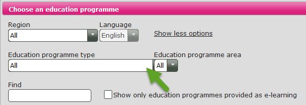 3.3 The tab Choice of education programme More