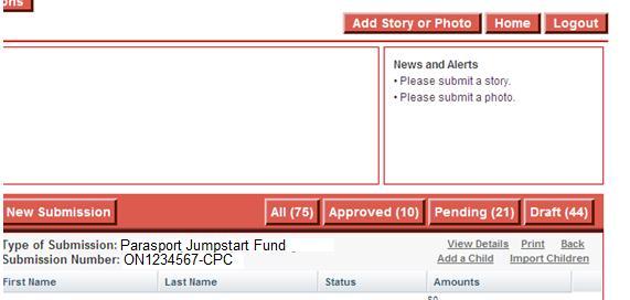 To upload the required Child Data to your Parasport Jumpstart Fund please select the
