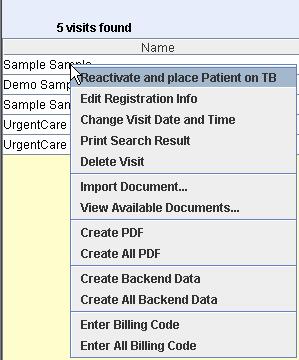 MENU REVIEW PREVIOUS VISITS Review Previous Visits Continued Additional feature are available by right clicking on a patients name Right click on patient name to view additional option.