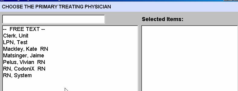 A single click in the Nurse column displays options to document