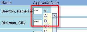 arrow on the line for each student, or (2) by entering the grade directly into the