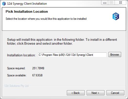 2.4 Pick Installation Location Choose the installation location it is recommended this is left as the