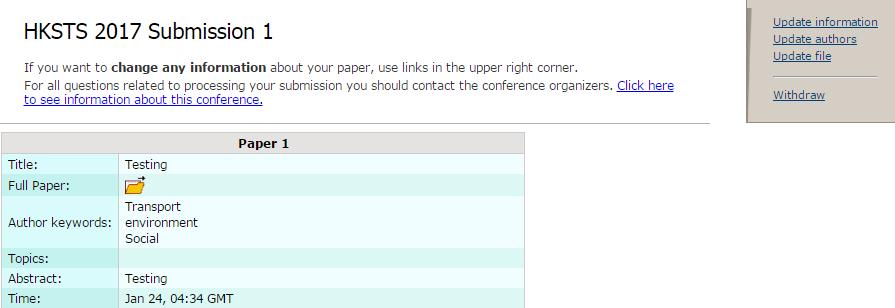 3.11. On the right-hand side of your submission information page, you can update your abstract with the
