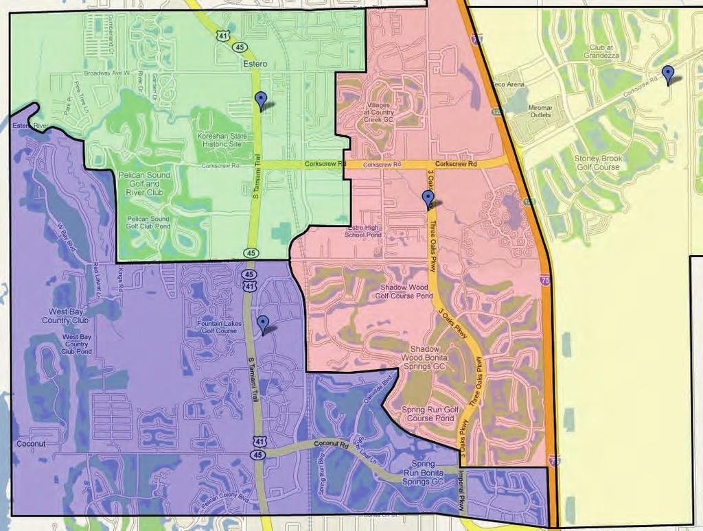 This map shows the area Estero Fire Rescue is responsible for serving.