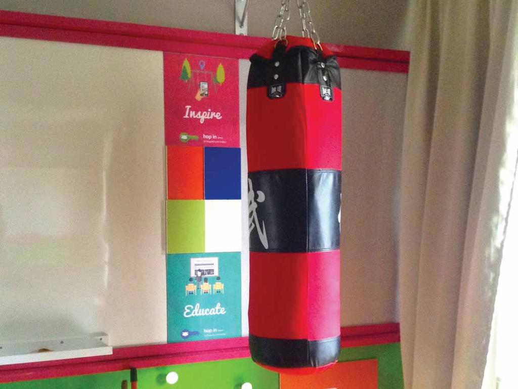 The Recharge Zone Punching bag with gloves Encourage students
