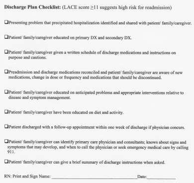 Developing a Discharge Plan Checklist This Discharge Plan Checklist was modified for use at