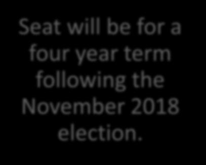 2018} Seat will be for