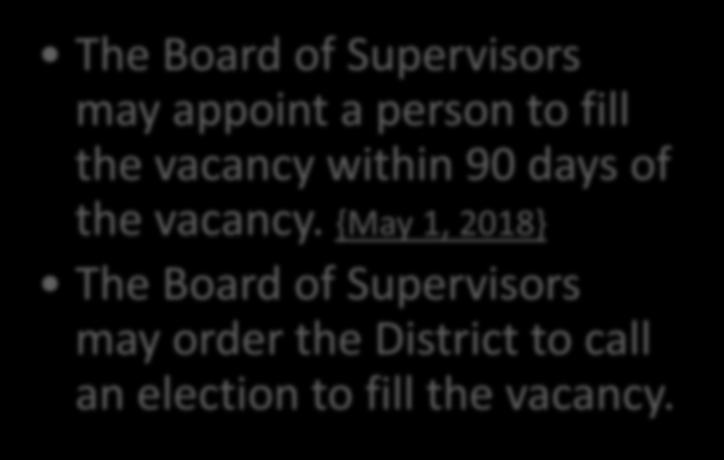 Board of Supervisors may appoint a person to