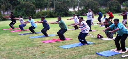 University Officers, staff members, students and family members participated enthusiastically and performed yoga with the help of yoga demonstrator.