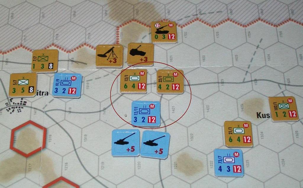 Turn 4 The Syrian commander orders the 2/3 Brigade to take care of the Israeli infantry that is threatening the SAMs along the Namir-Rafid Road.
