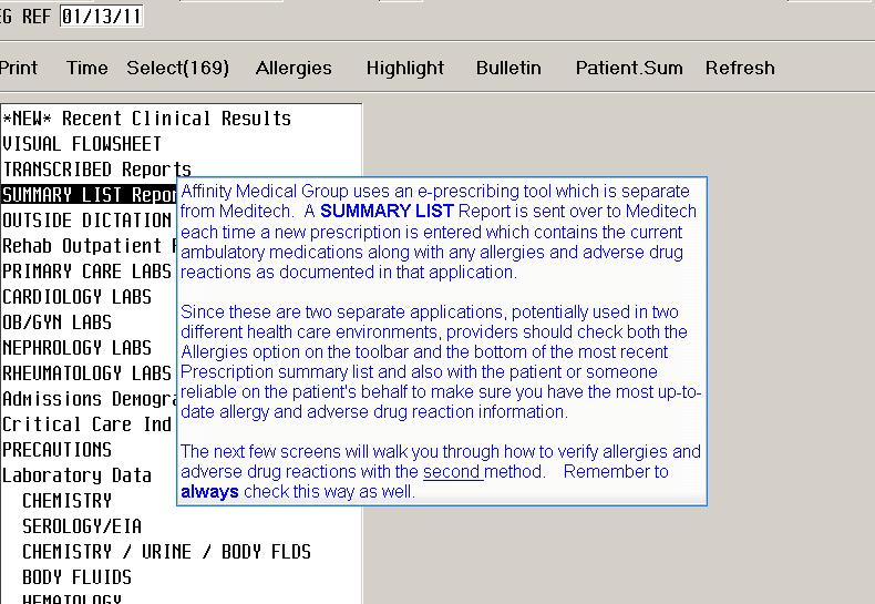 Slide 31 Affinity Medical Group uses an e-prescribing tool which is separate from Meditech.