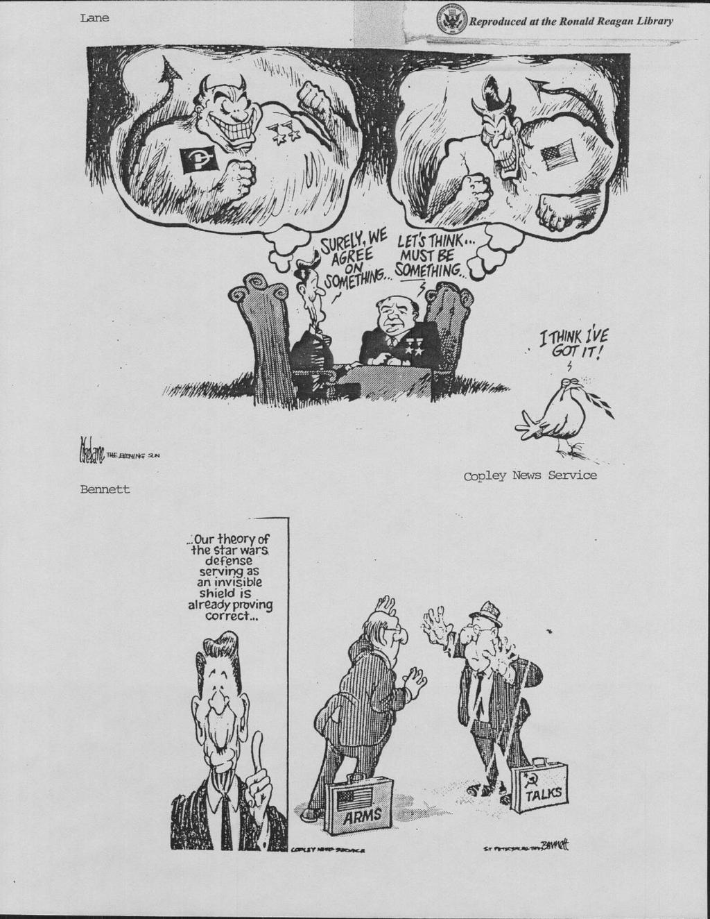 Document 12 Political Cartoon from the Geneva Summit. 1.) What does this cartoon say about U.S. and USSR perceptions of each other?