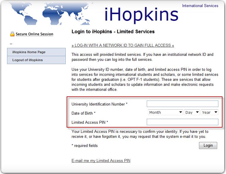 H-1B ihopkins Application System H-1B applicant clicks on the click here link provided in the email and