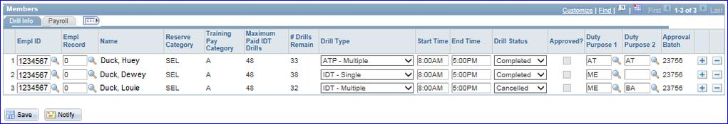 notification of the IDT status change. When finished editing, click the Save Button.