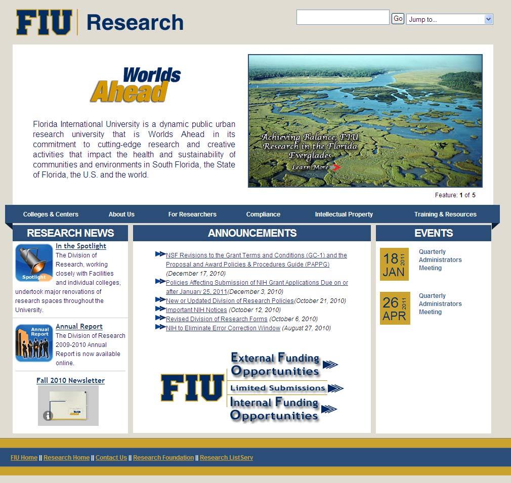 Technology Update FIU Research Website FIU Research Website The new FIU Research