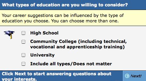 Activity 3: Career Matchmaker Level of Education 1. Level of Education is used to indicate the level(s) or type(s) of education that you would like to achieve.