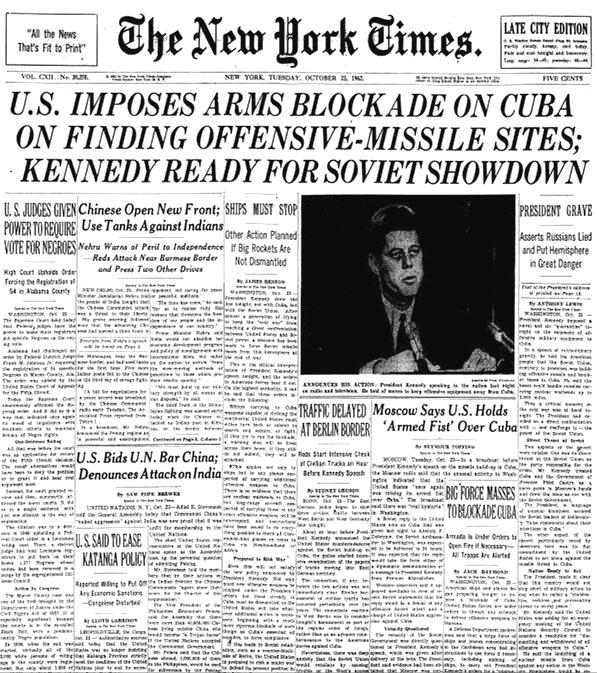 New Lessons from the Cuban Missile Crisis President Kennedy addressed the nation on October 22, 1962 to announce the