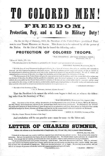 Black Soldiers Not allowed to join until Antietam + Eman. Procl.