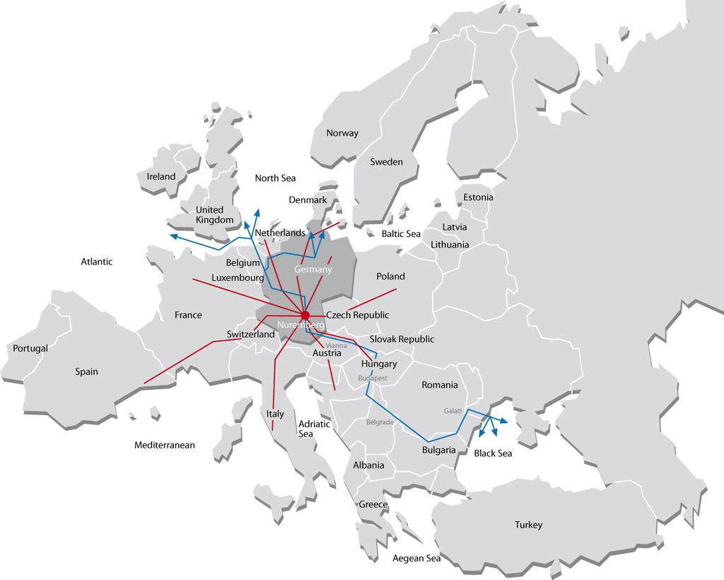 Expansion of Metropolitan Functions: Infrastructure International Business Location Central position in Europe 200-km-radius: 27 million people, 1000-km-radius: 16 European capitals Nuremberg