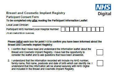 You will be presented with a screen asking you to confirm that consent has been obtained from the patient to submit their information to the registry (see Figure 2b).