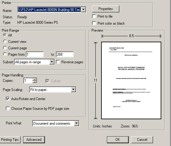 NAVAIR 00-25-100 025 00 ADOBE READER 6.0 Select "Document and comments" ADOBE READER 5.