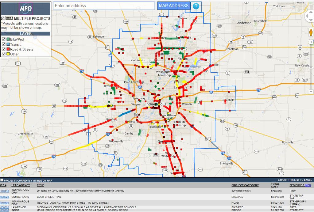 Transportation Improvement Program Map Interactive map allows you to search for a specific location or to zoom in and out to see what projects are located in certain