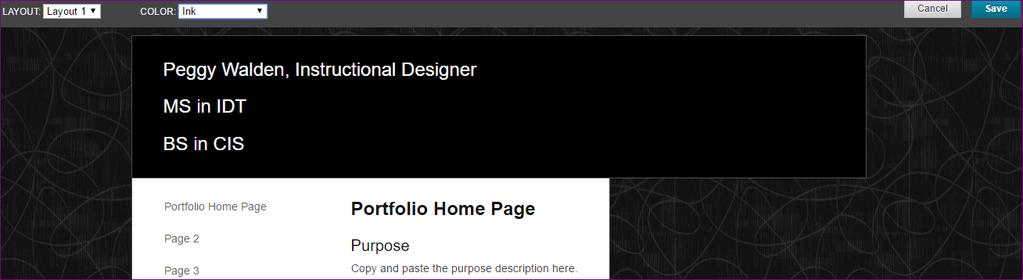 3. Click the Layout drop-down menu to modify where the Page links appear (left, right, top). Wait a few seconds to allow the web browser to refresh the display. 4.