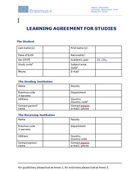 ERASMUS+ : Learning Agreements Emphasis on the thorough preparation of the mobility by including: all the educational components for the future recognition required language competence of the student