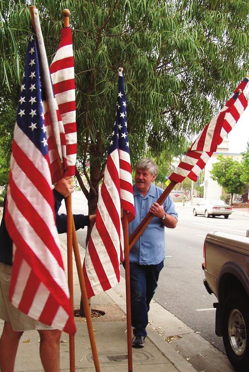 Flags Displayed on North Lake Avenue by Altadena Rotary In accordance with their agreement with the Altadena Post of the American Legion, Altadena Rotarians made sure that American flags were