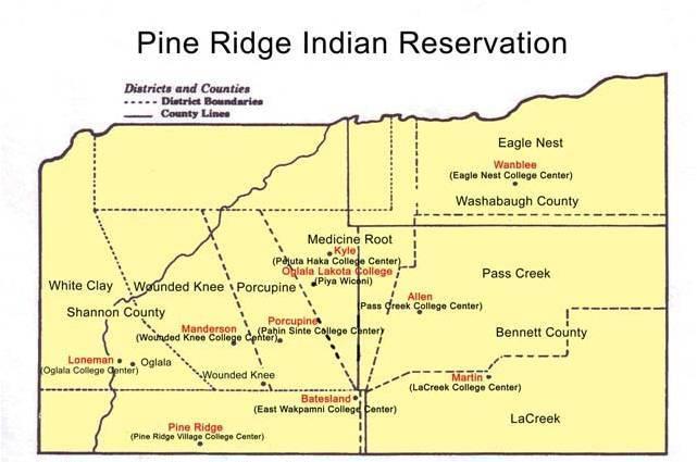 Map of Pine Ridge Indian Reservation Sanford