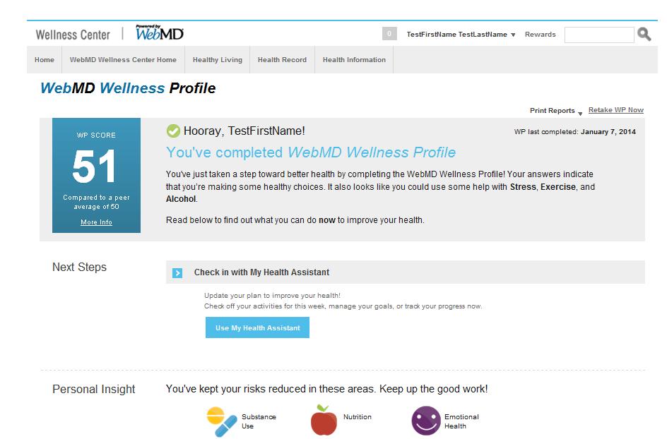 COMPLETING THE WELLNESS PROFILE If you completed a Wellness Profile in 2013 Click here to complete the Wellness