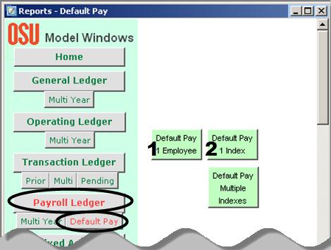 Payroll Ledger Default Pay: Default Pay will display the display the future earnings for an employee or an index, not what they have been paid. 1.