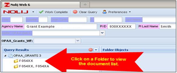 4. To access the documents, click on the Folder in the Query Results Window: 5.