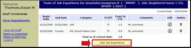 Years of Experience Summary Page Information Field Description Begin Date The begin date of the experience. End Date The end date of the experience.
